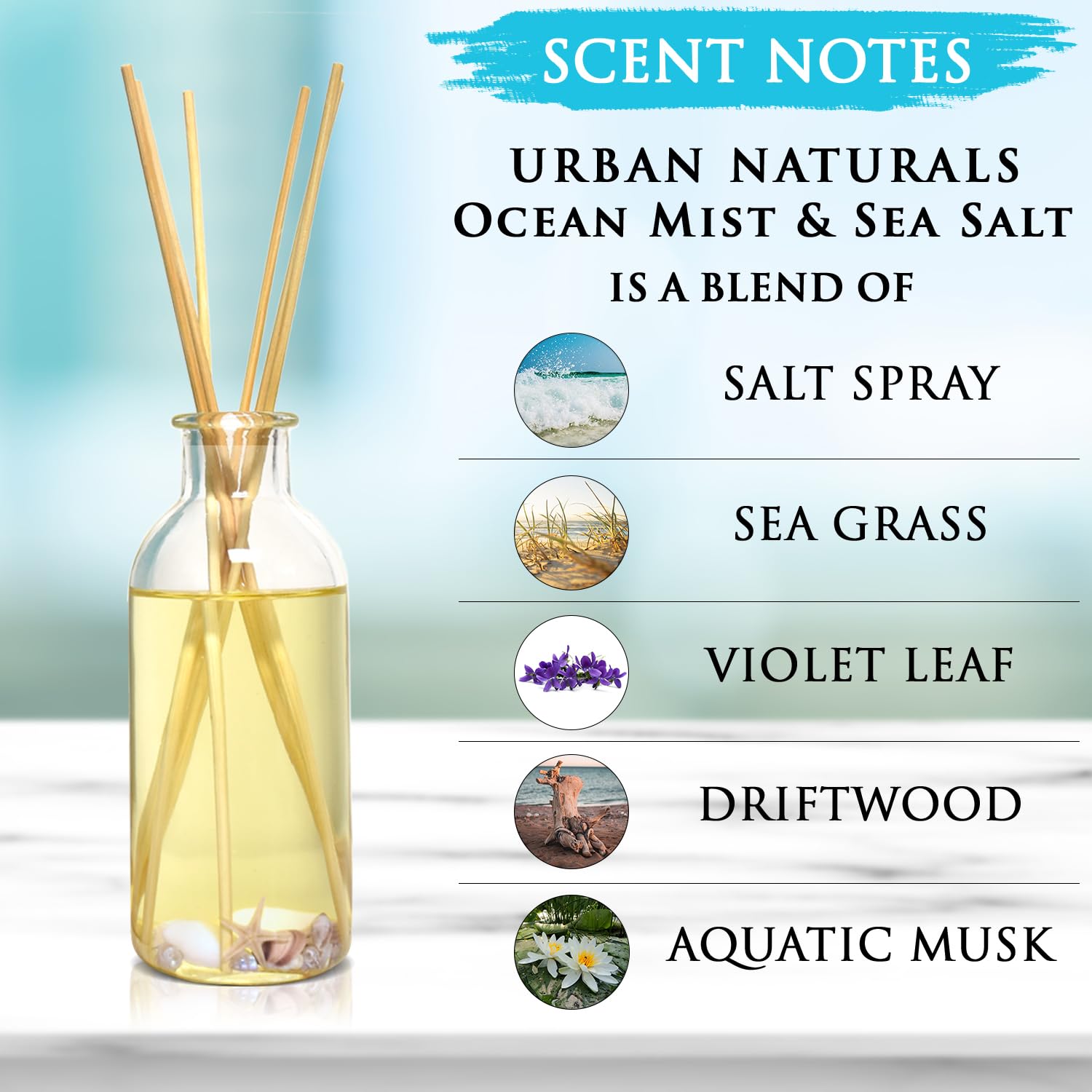 Urban Naturals reed diffuser reeds soaking in oil for steady scent release