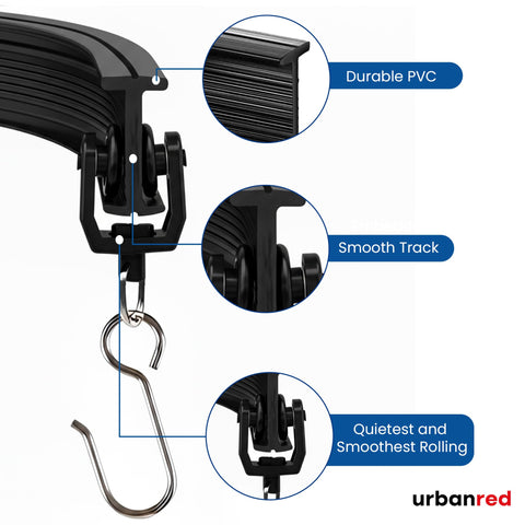 UrbanRed iron curtain hooks provide secure curtain support.