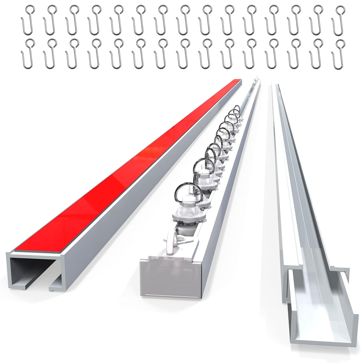 UrbanRed self-adhesive curtain track ready for quick installation on a smooth wall