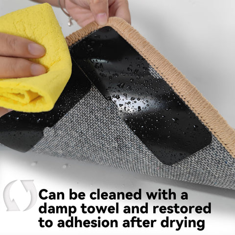 Urdar Brunnr rug grippers applied to floor demonstrating durable grip without damage