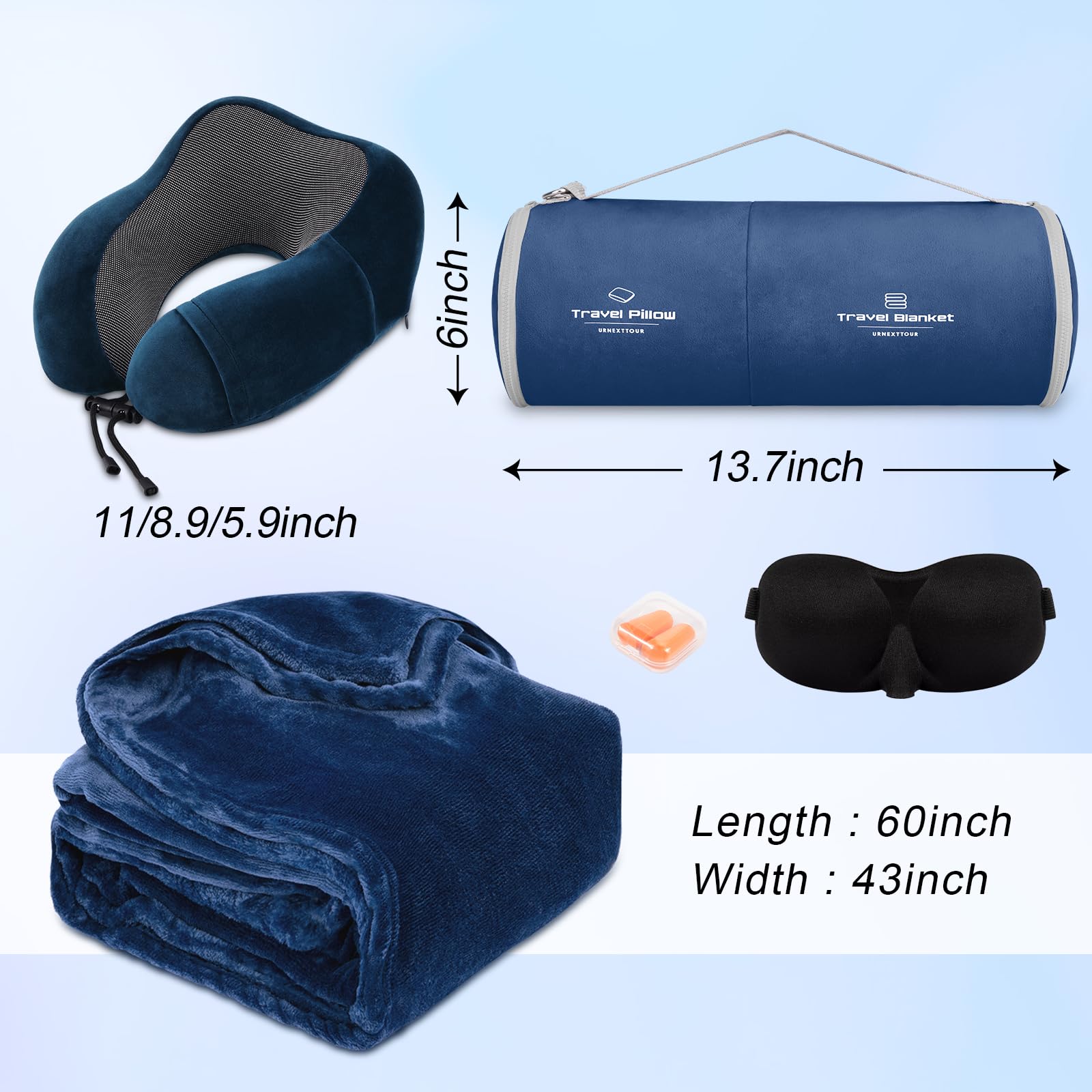 urnexttour airplane blanket plush blue provides cozy warmth during air travel.