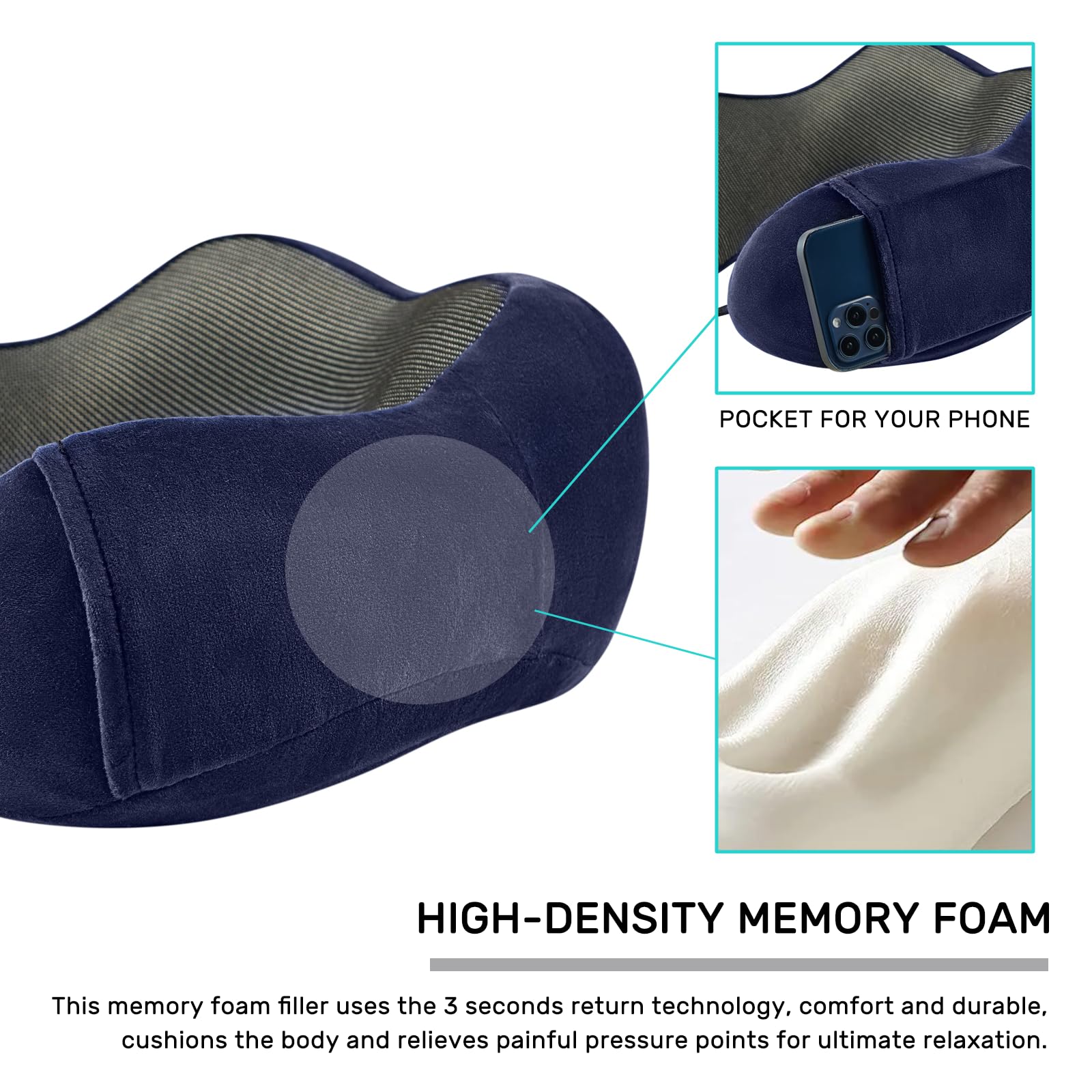 urnexttour lightweight neck pillow attaches to carry-on luggage for easy travel.
