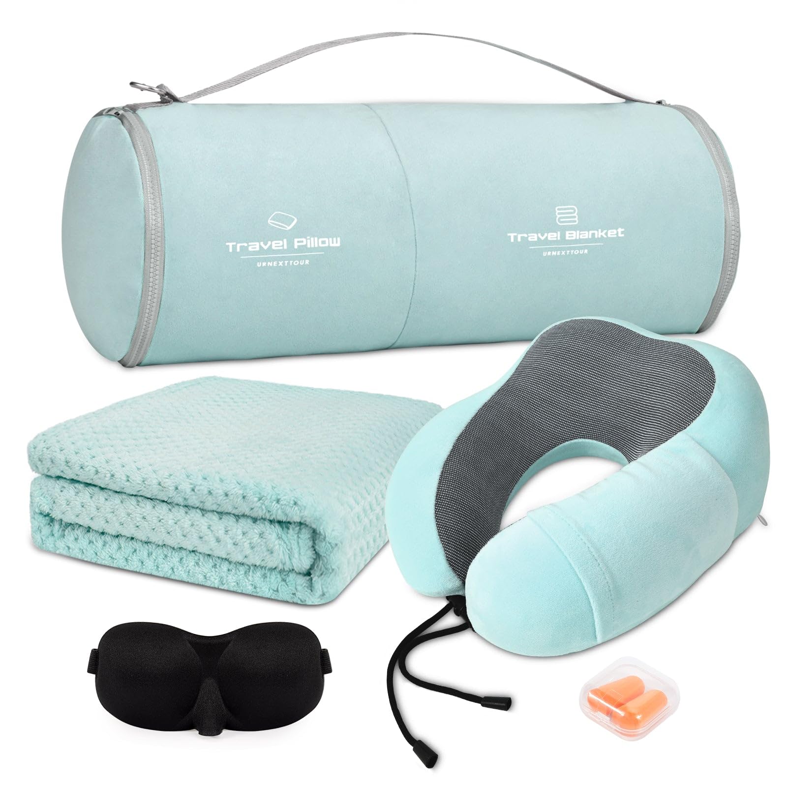 urnexttour memory foam neck pillow provides stable support for neck comfort during flights.