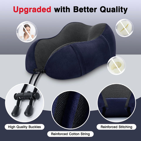 urnexttour memory foam neck pillow with soft cover cushions the head for restful travel.