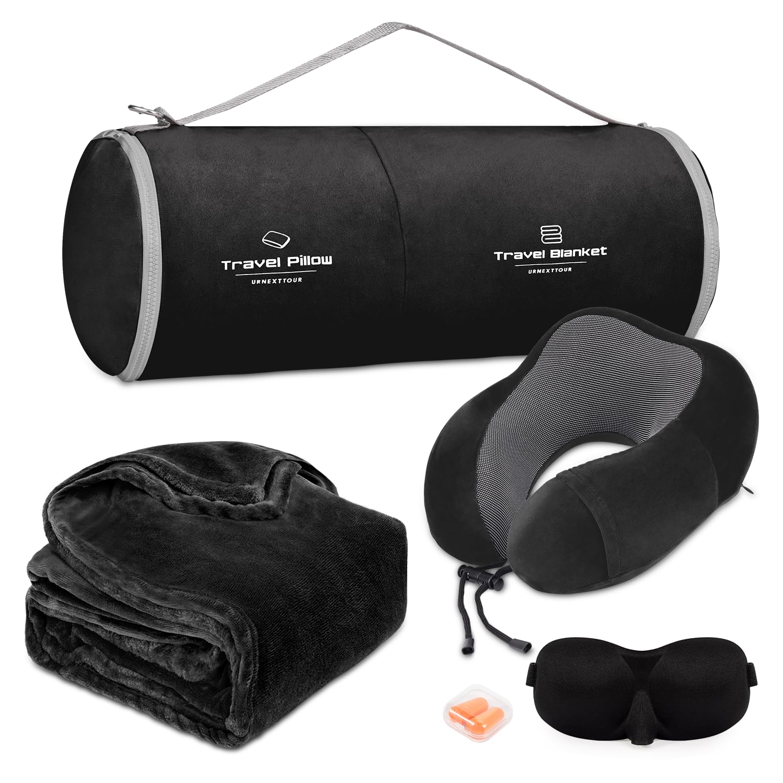 urnexttour travel pillow clipped to backpack for hands-free travel
