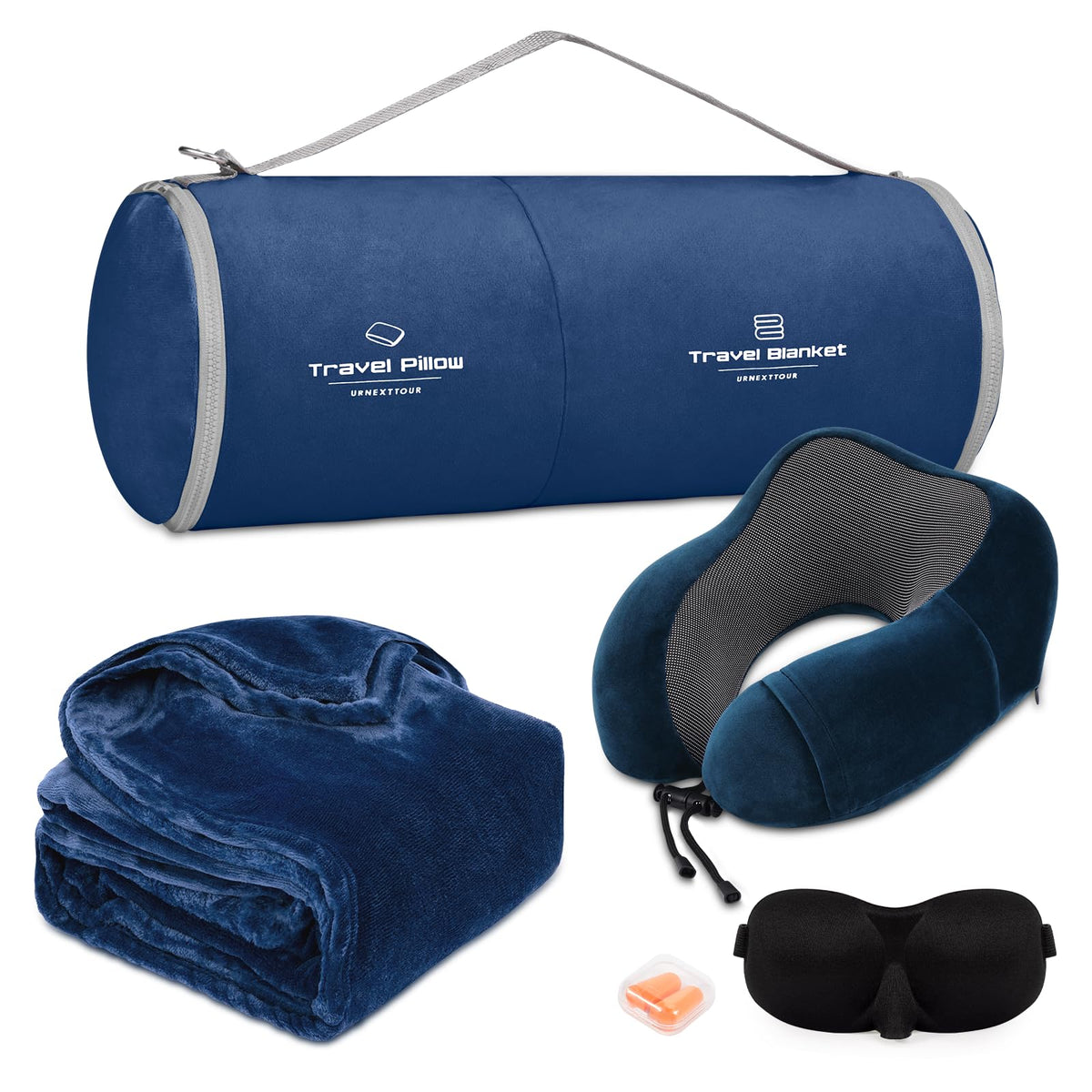 urnexttour travel pillow memory foam blue offers neck support on long flights.