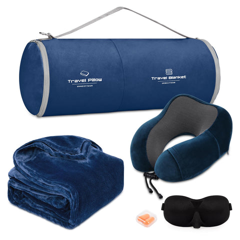 urnexttour travel pillow memory foam blue offers neck support on long flights.