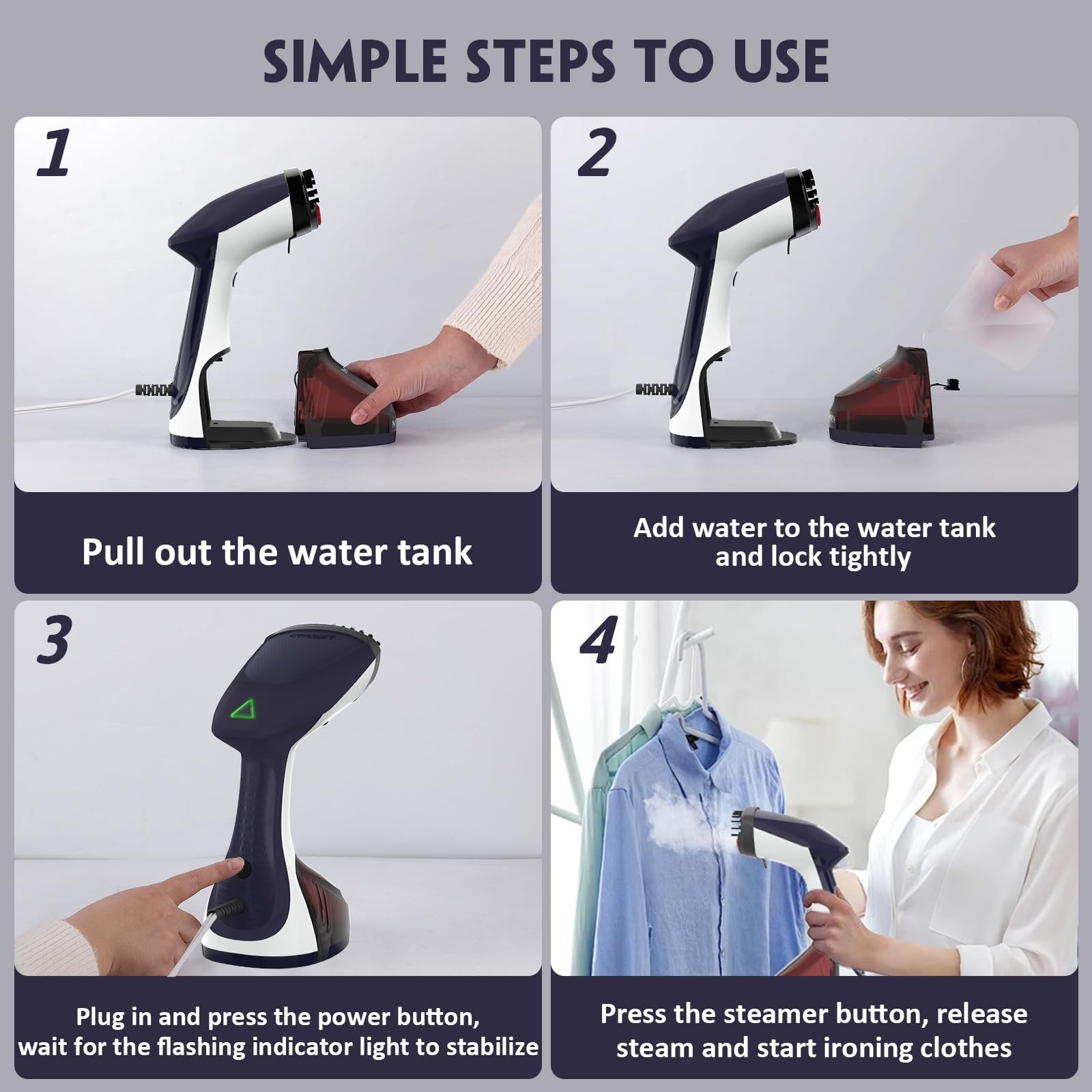 URPOWER travel-friendly steamer compact design fits in luggage.