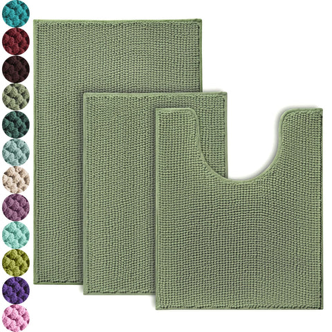Urvoix bathroom rug set 3-piece main mat, ultra soft and highly absorbent for bathroom floors.