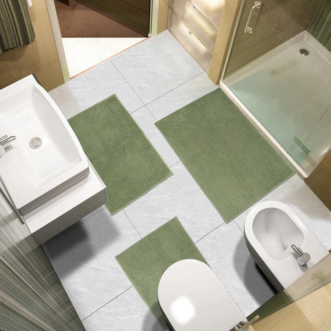 Urvoix 3-piece toilet rug, non-slip backing keeps the seat area safe and dry.