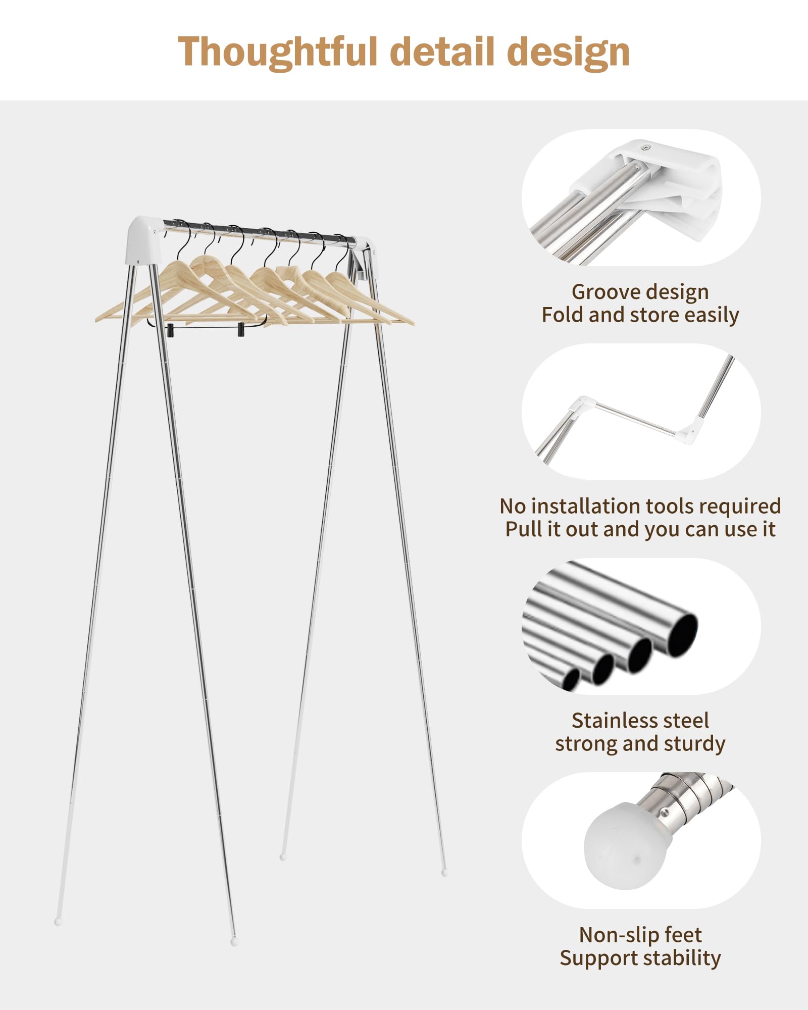 URZCT Travel Garment Rack drying on surface for indoor use.