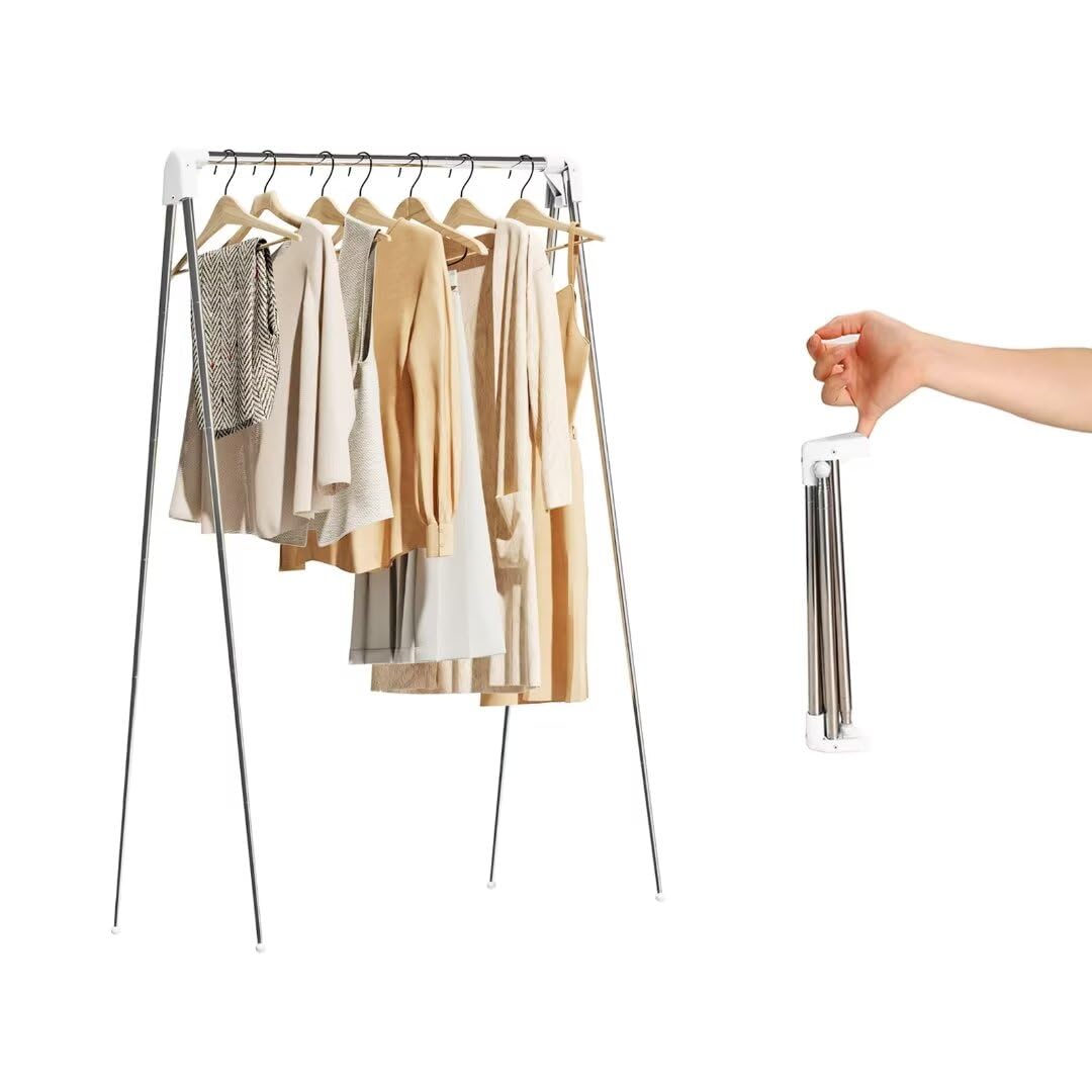 URZCT Travel Garment Rack folded compactly for easy packing.
