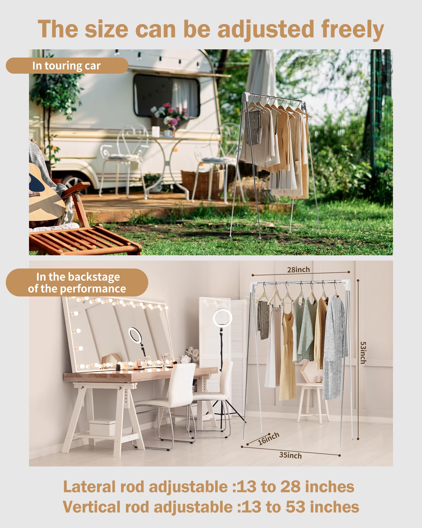 URZCT Travel Garment Rack outdoors with secured feet for stable drying.