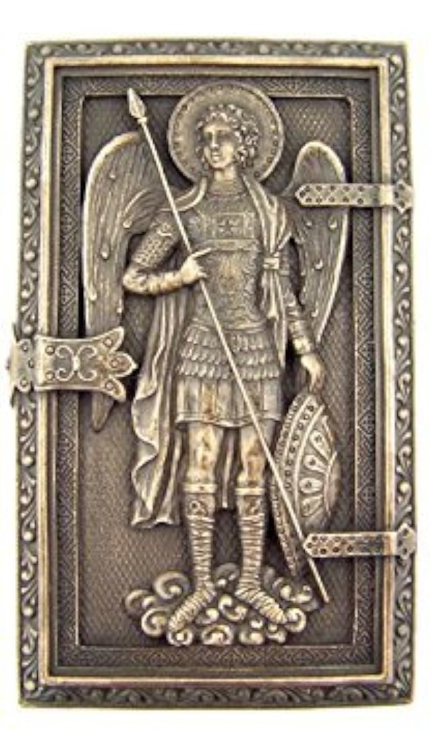 US Archangel St Michael rosary box side view ideal for home altar display.