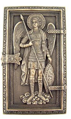 US Archangel St Michael rosary box side view ideal for home altar display.