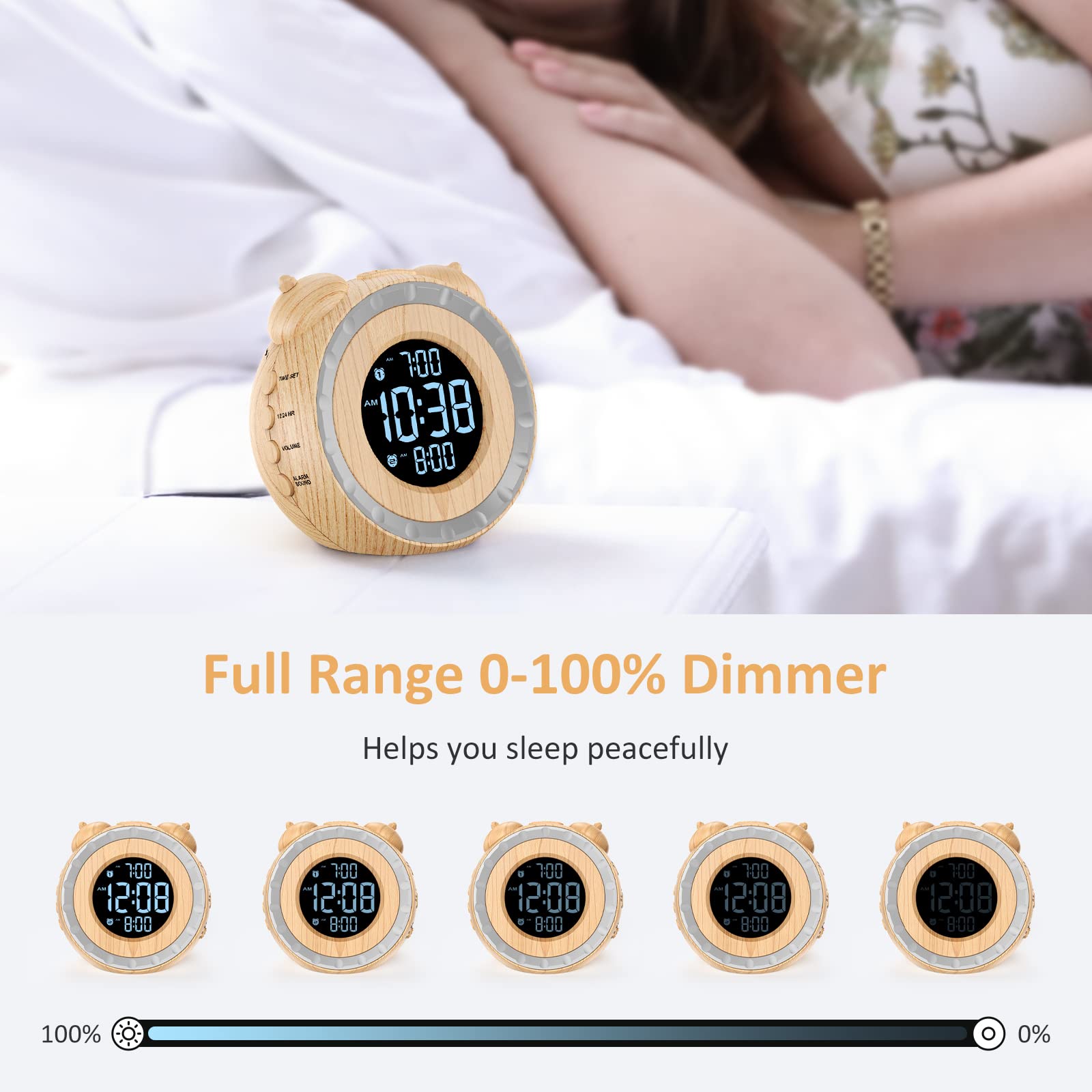USCCE dimmer control shows 0-100% brightness options for comfortable viewing.