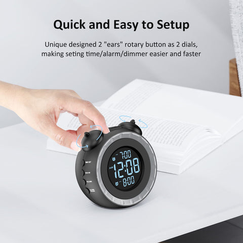 uscce loud dual alarm clock dual alarms setup for different wake times