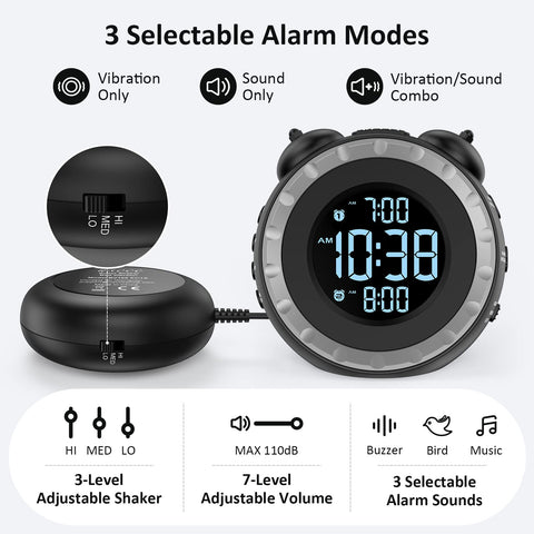 uscce loud dual alarm clock usb port back panel enables device charging