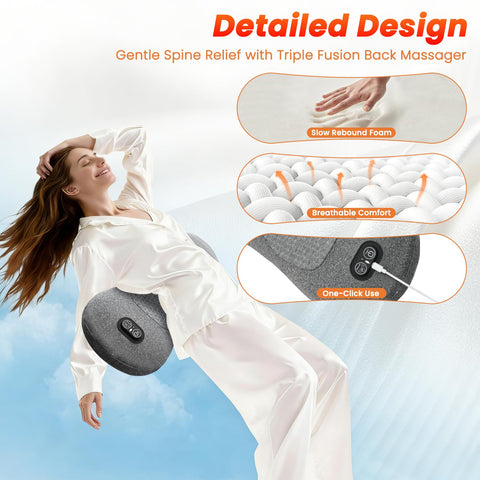 USECARA 3-in-1 lumbar pillow heat therapy delivers warmth for desk days.
