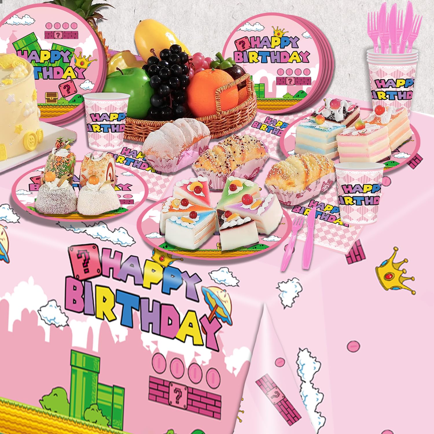 USERTEN Super Bros 7-inch plates for appetizers and kids' snacks