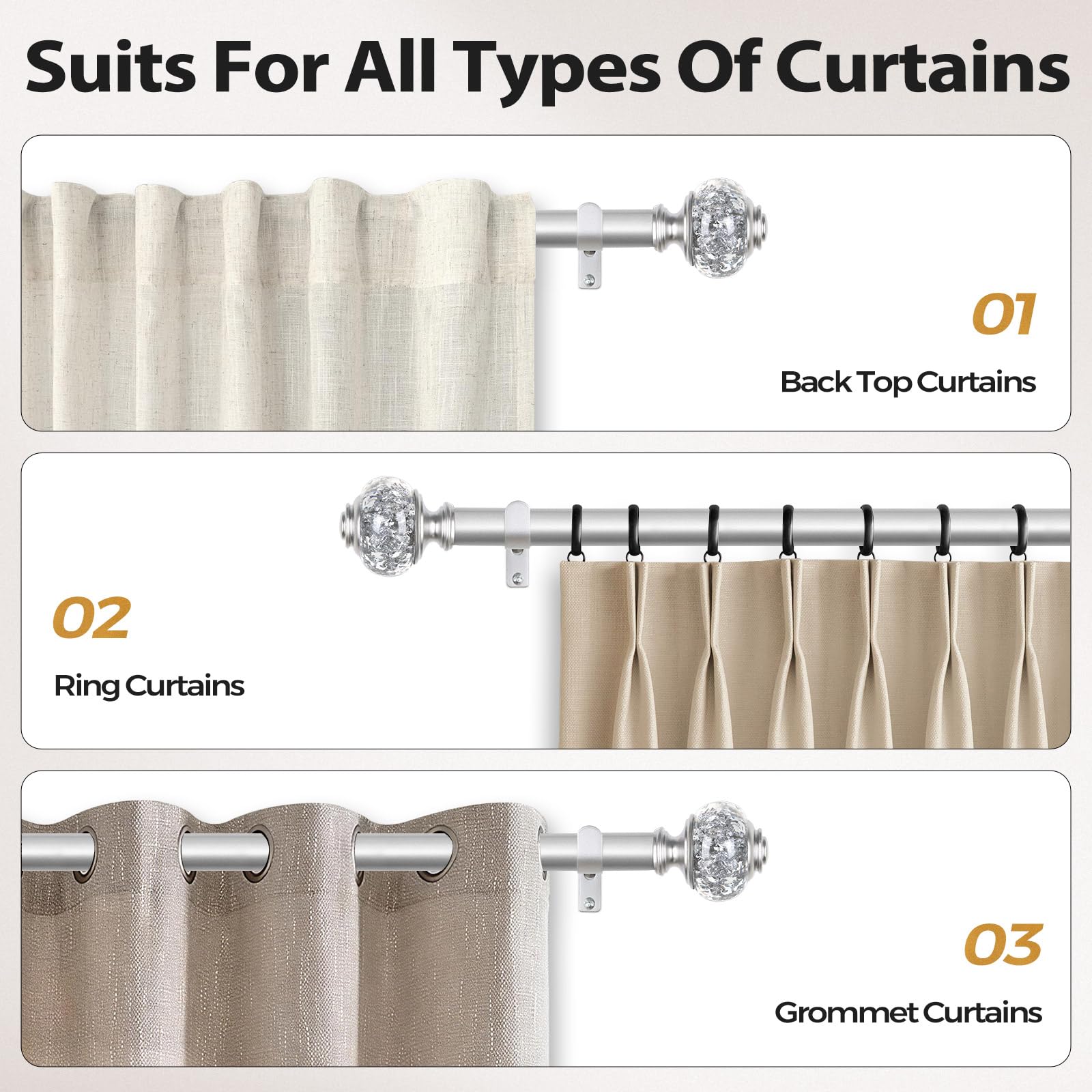 USFOOK drywall anchors ensure secure curtain rod installation.