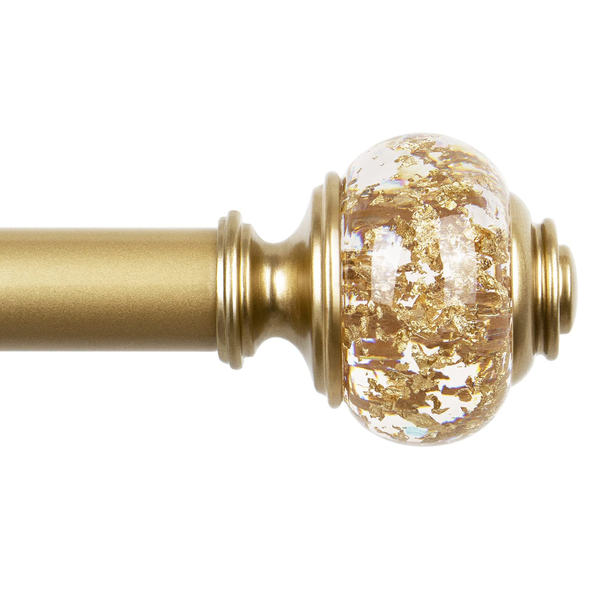 USFOOK 1-inch gold curtain rod extended for flexible window sizing and elegant drape.
