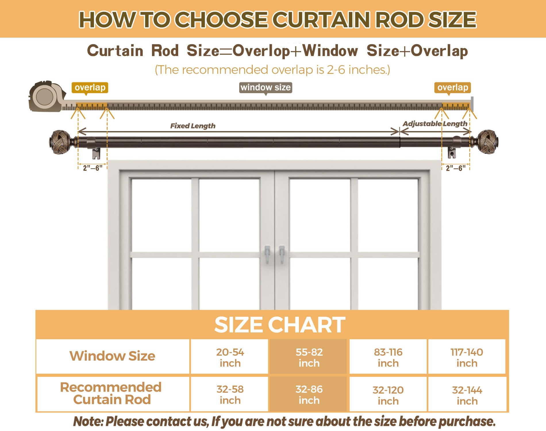 USFOOK 7/8 inch diameter rod supports heavier fabrics.