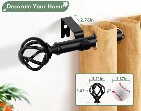 USFOOK 78inch-curtain-rod-22lb-capacity supports heavier fabrics securely.