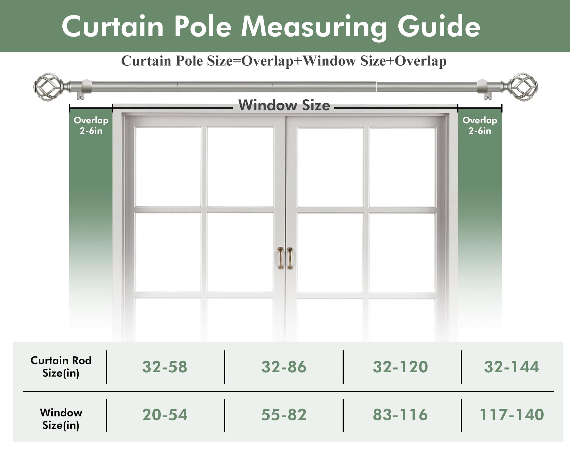 USFOOK antique silver curtain rod handling heavier drapes up to 22 pounds