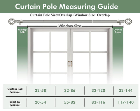USFOOK antique silver curtain rod handling heavier drapes up to 22 pounds