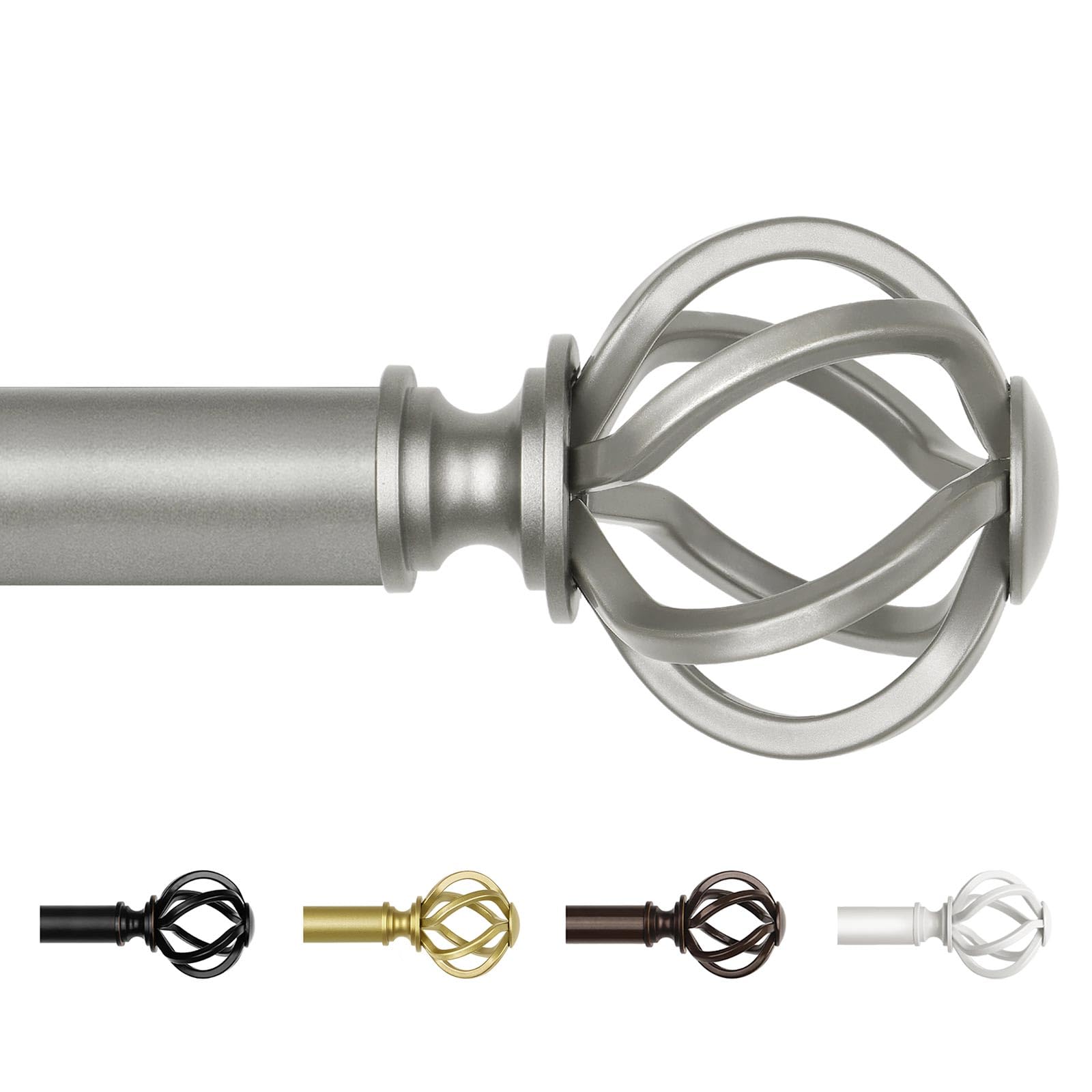 USFOOK antique silver curtain rod with telescoping segments for flexible length