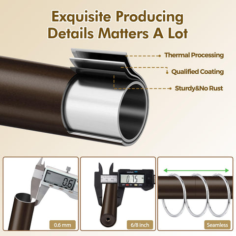 USFOOK Bronze Double Curtain Rod in-bedroom setup, versatile for different rooms.