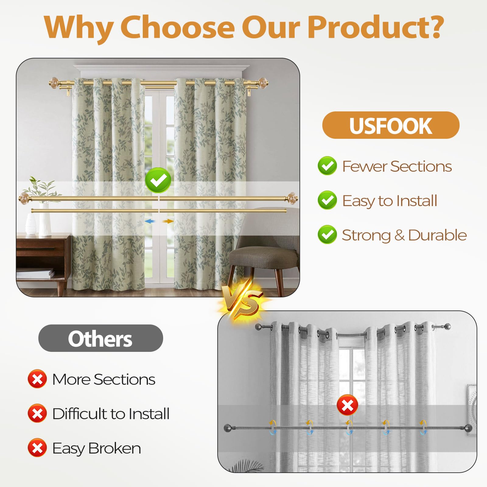 USFOOK crystal finials in gold add refined sparkle to modern windows.