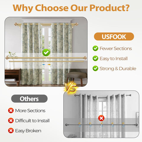 USFOOK crystal finials gold detail add sparkle to window decor