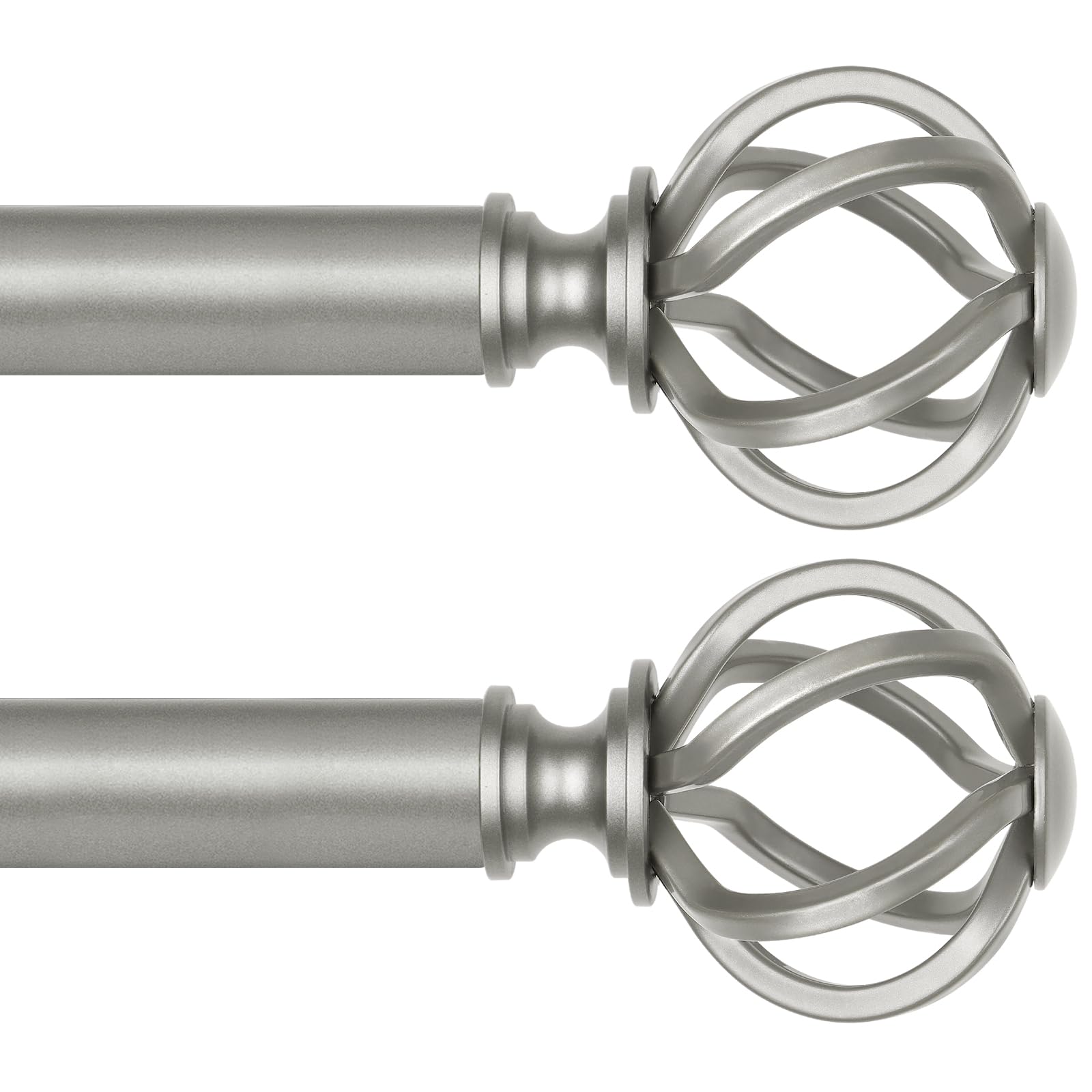 USFOOK curtain rod with antique silver twisted finials elevates window decor and supports heavy drapes.