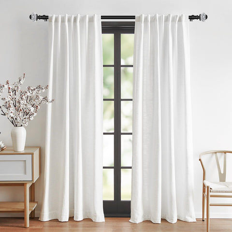 USFOOK 7/8 inch diameter drapery rod supports heavier fabrics with stability.
