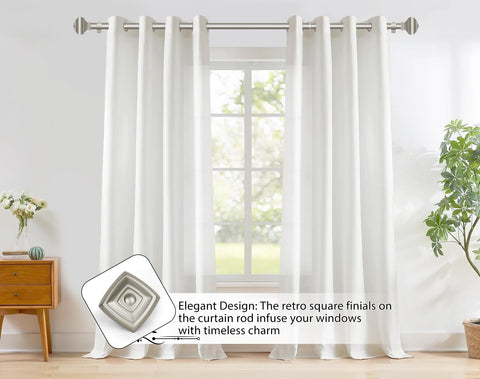 USFOOK 7-8 inch diameter steel rod provides sturdy curtain support.