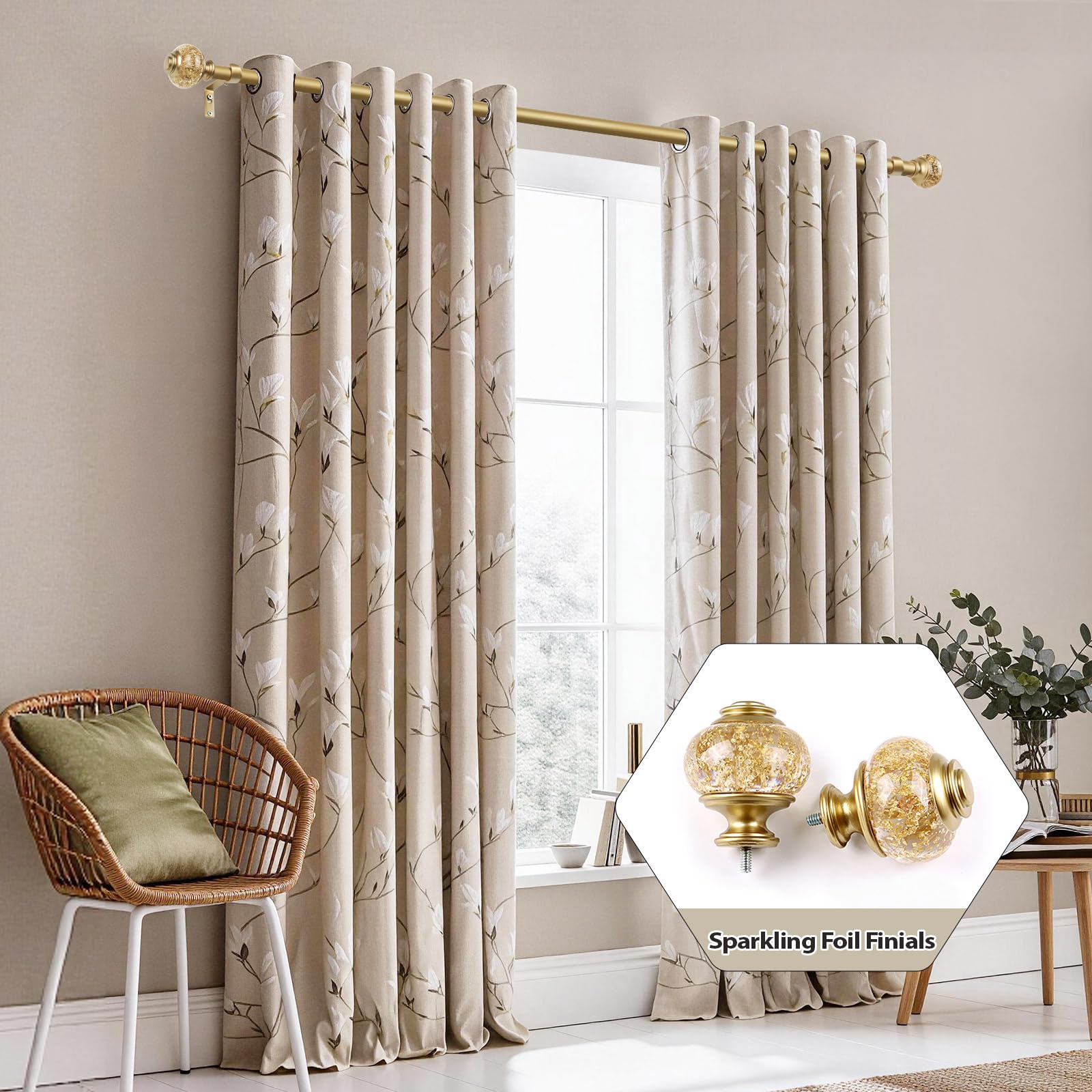 USFOOK single-drapery rod design suits living rooms, bedrooms, kitchens, and offices.