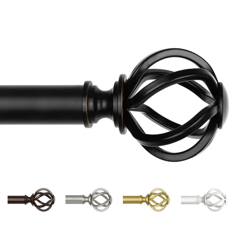 USFOOK floral-finial-curtain-rod-black enhances window styling with timeless charm.