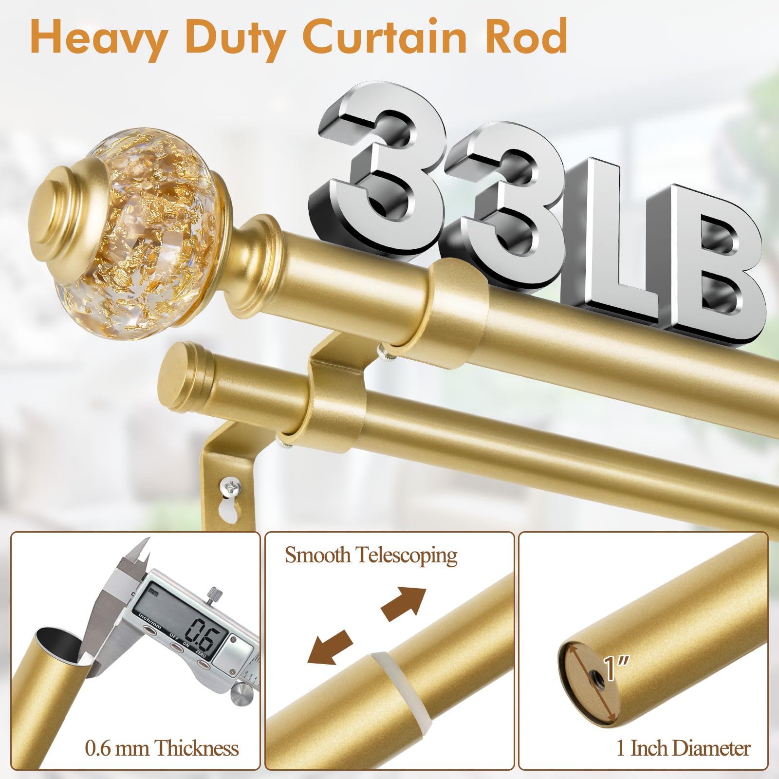 USFOOK front rod 1 inch diameter offers sturdy support.