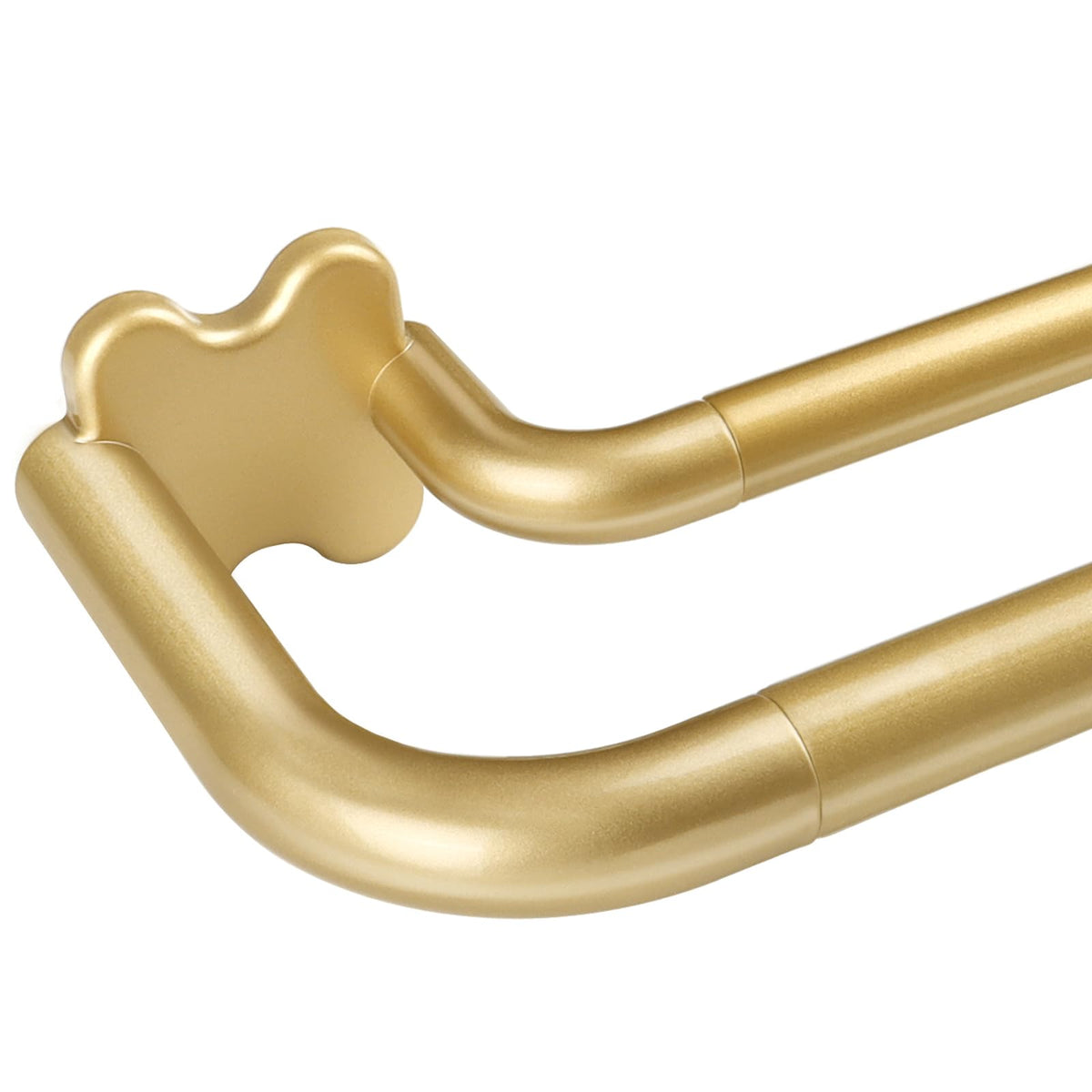 USFOOK Gold double curtain rod extended from 32 to 58 inches for versatile window fits.