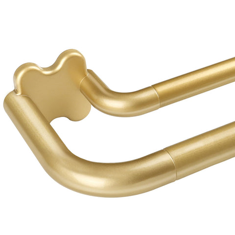USFOOK Gold double curtain rod extended from 32 to 58 inches for versatile window fits.