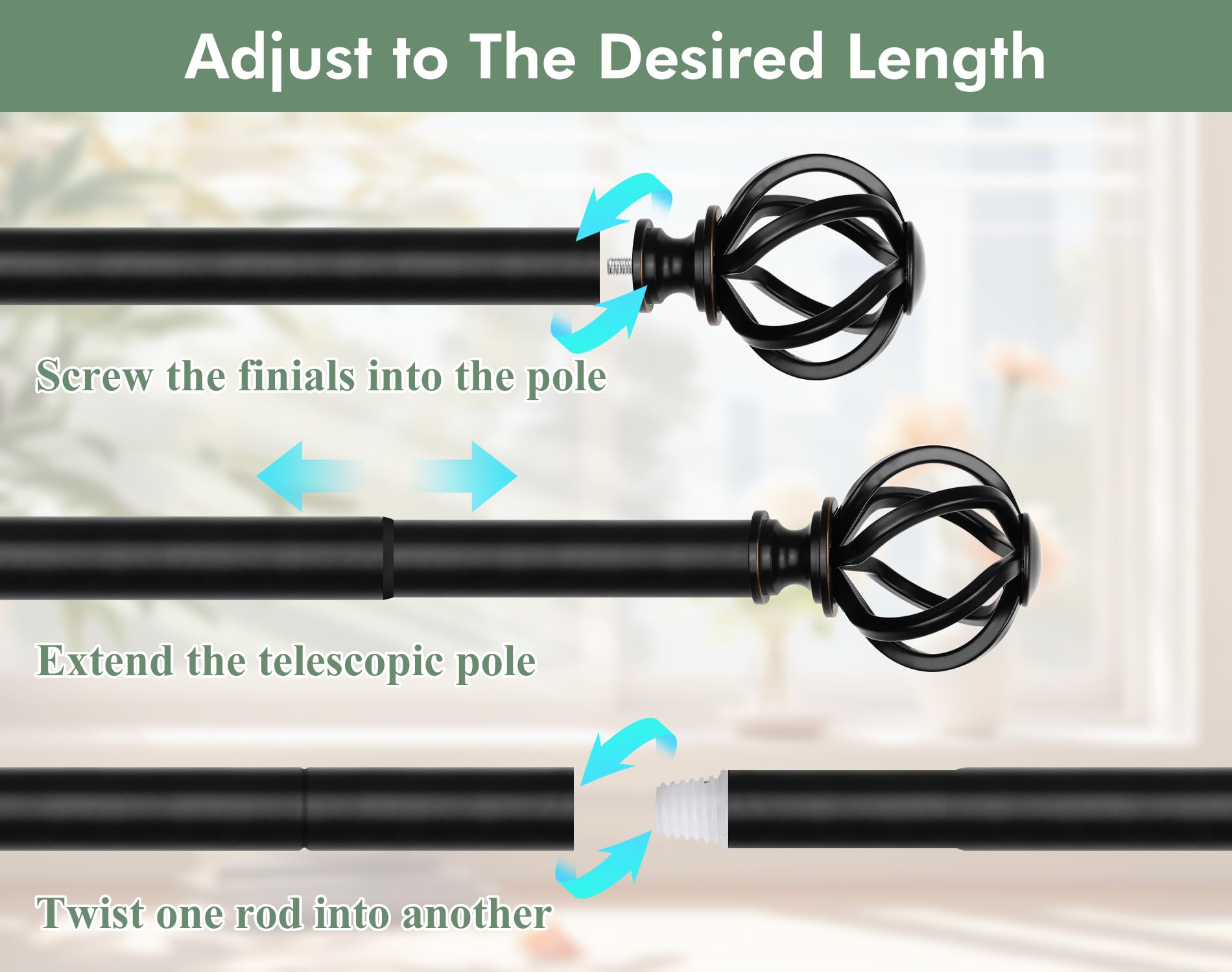 USFOOK seamless-sliding-rod minimizes snagging for easy curtain operation.