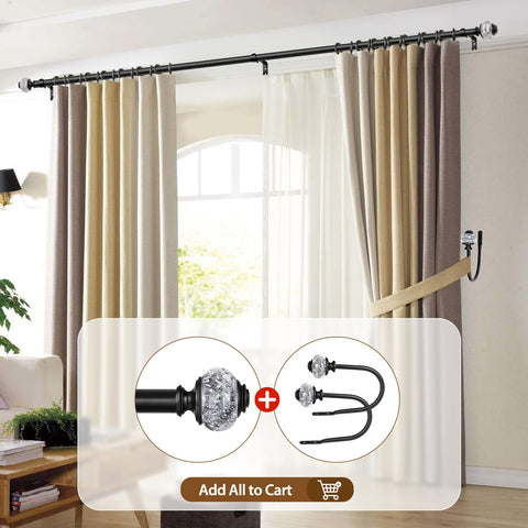 USFOOK smooth sliding curtain rod avoids mid-track snag with grommets