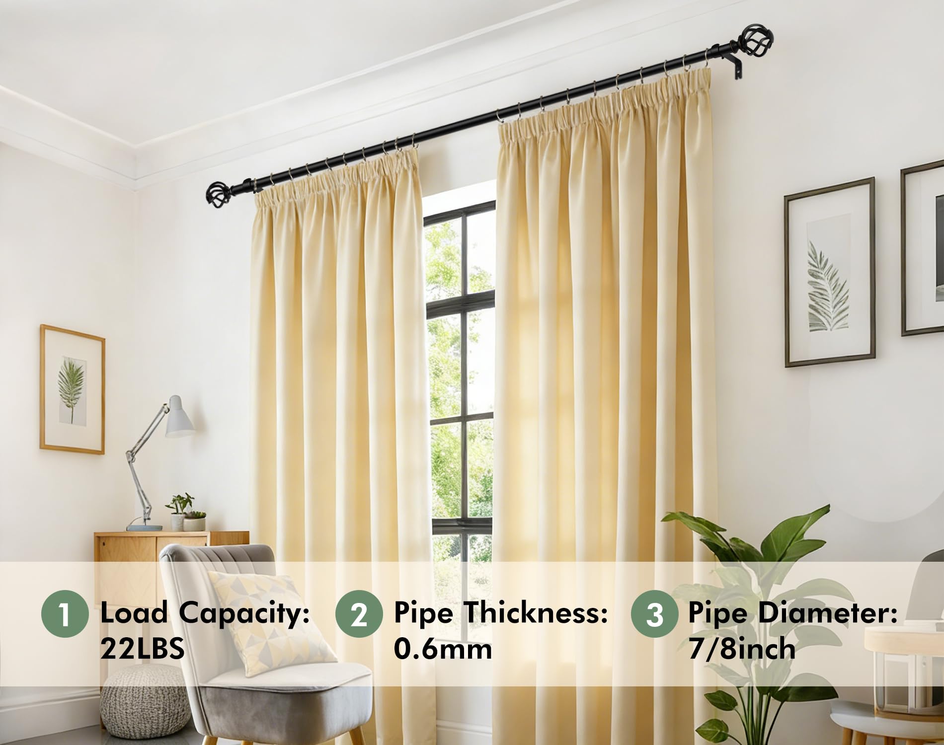 USFOOK splicing-design-robust-rod offers sturdy, adjustable length for many spaces.