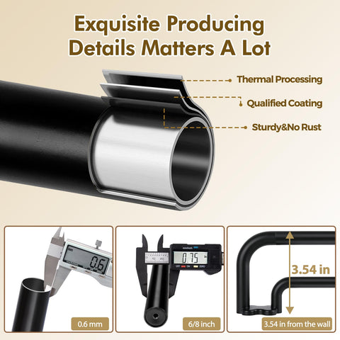 USFOOK sturdy front rod (6/8 in) supports heavier drapes