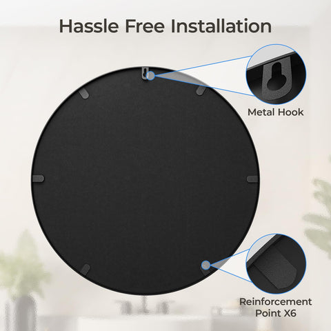 USHOWER entryway round mirror adds welcoming light and function.