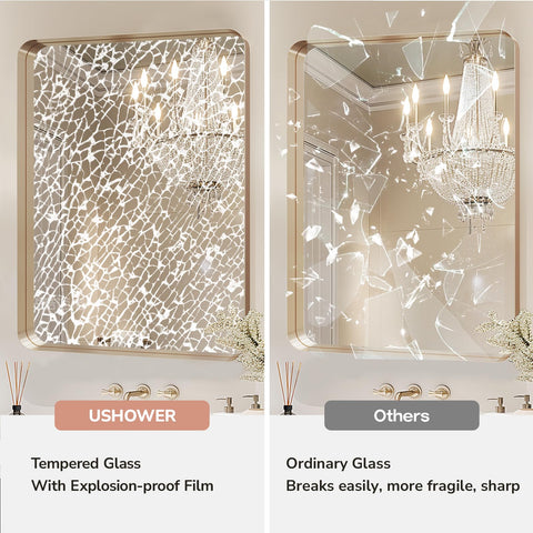 USHOWER 24x36 mirror enhances living room or entryway decor.
