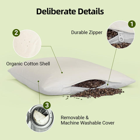 USlixury buckwheat pillow organic-pillowcase offers soft, machine-washable care.