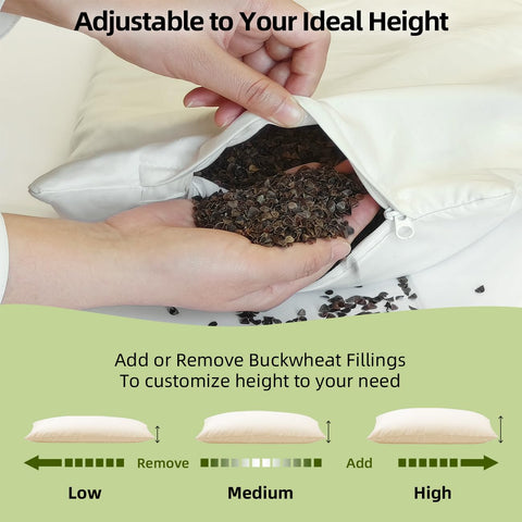 USlixury buckwheat pillow organic-shell includes breathable cotton surface.